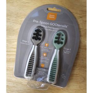 NumNum Pre-Spoon GOOtensils Baby Spoon Set (Stage 1 + Stage 2) BPA Free Silicone